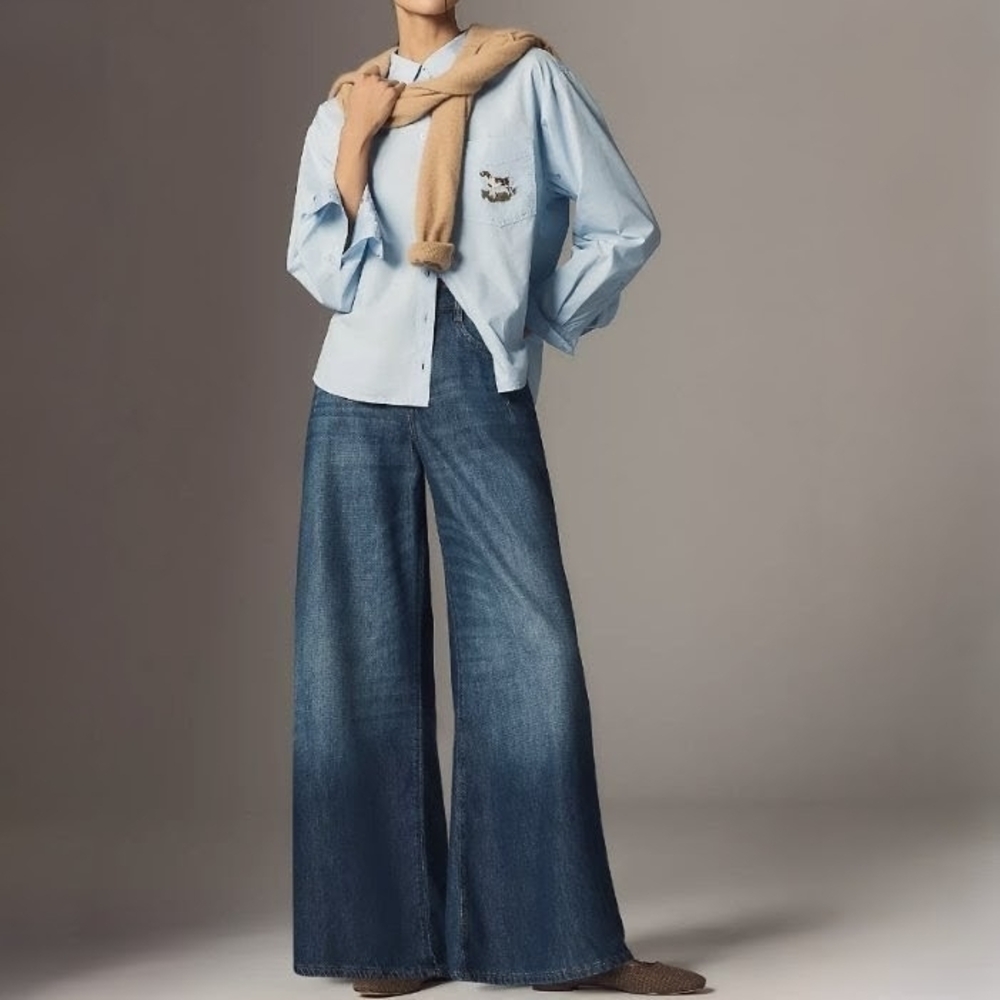 2025 ANTHROPOLOGIE pilcro high rise wide leg trouser jeans 24T 25